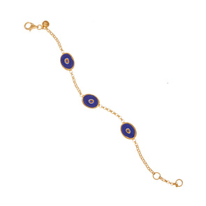 Blue Protection Triple JuJu Eye Bracelet in 18K Gold
