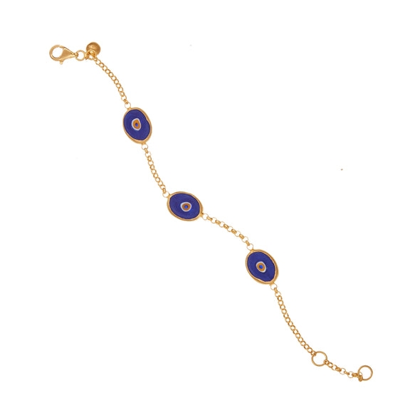 Blue Protection Triple JuJu Eye Bracelet in 18K Gold