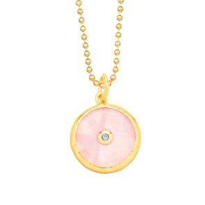 Protection 24K Rose Quartz and Diamond Evil Eye