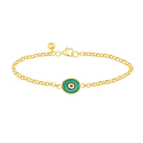 Green Protection Single JuJu Evil Eye Bracelet in 18K Gold