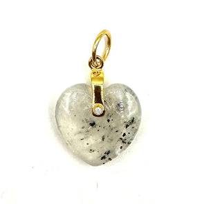 Large Rainbow Moonstone Heart with Diamond