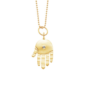 Protection Hamsa in 14K Gold w/ Diamond