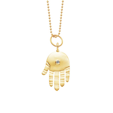 Protection Hamsa in 14K Gold w/ Diamond