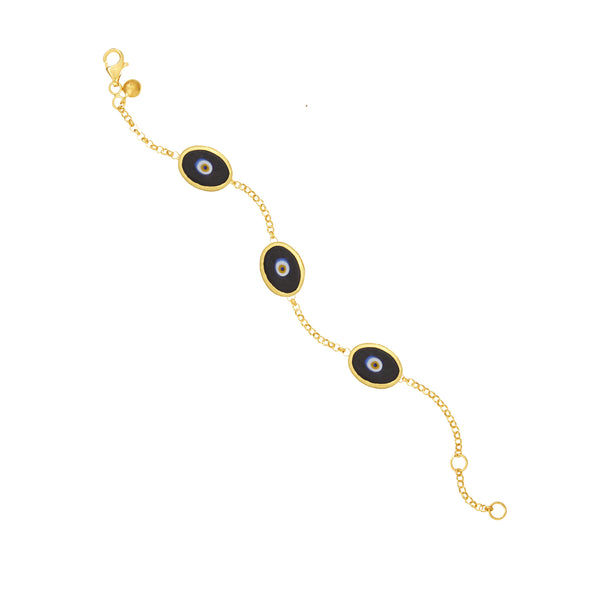 Black Protection Triple JuJu Eye Bracelet in 18K Gold