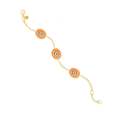 Orange Protection Triple JuJu Eye Bracelet in 18K Gold