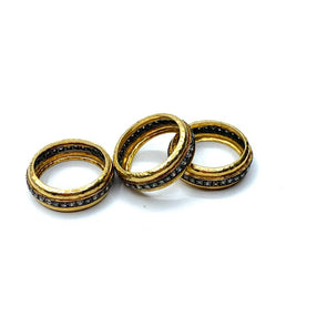 18K Gold + Pave Diamond Bands