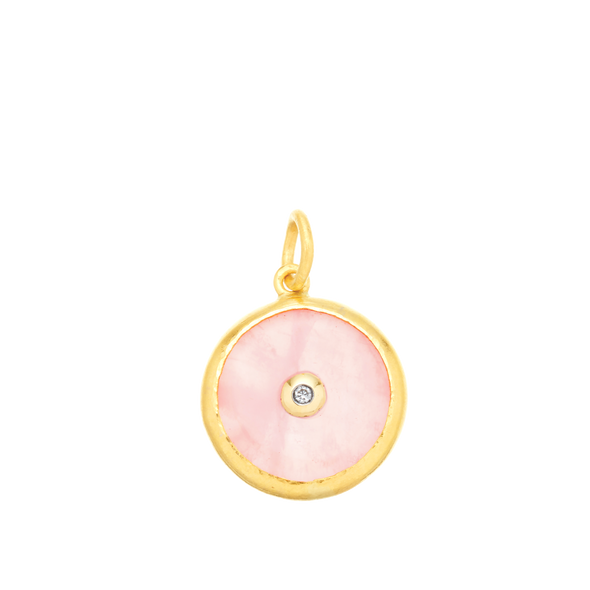 Protection 24K Rose Quartz and Diamond Evil Eye