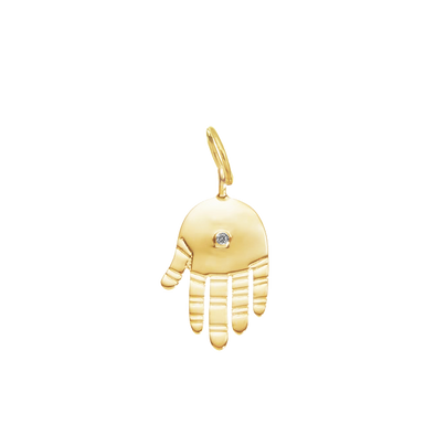 Protection Hamsa in 14K Gold w/ Diamond