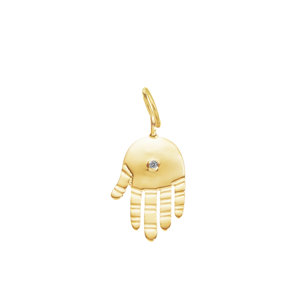 Protection Hamsa in 14K Gold w/ Diamond